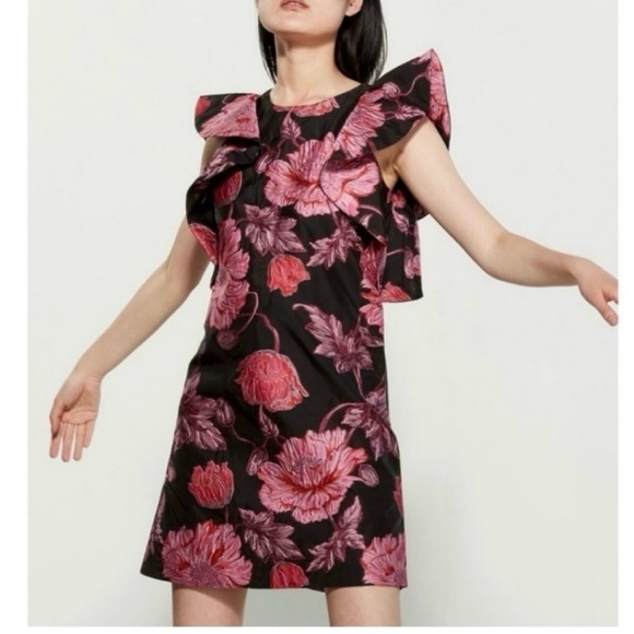 Badgley Mischka Belle Gina Black Fuchsia Pink Dress NWT 4 - Picture 3 of 17